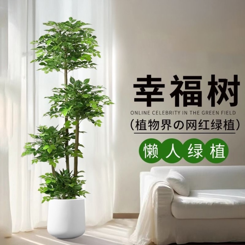 仿真幸福树大盆栽植物绿植客厅大型落地假植物发财树室内家居摆件