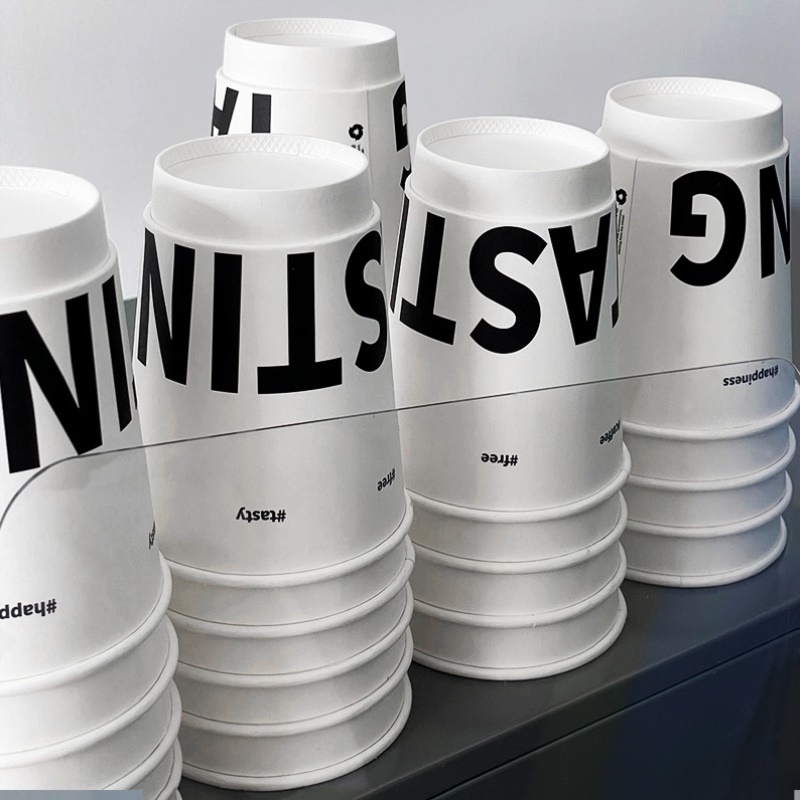 90口径一次性咖啡热饮纸杯子带盖防烫隔热双层加厚奶茶中空杯定制