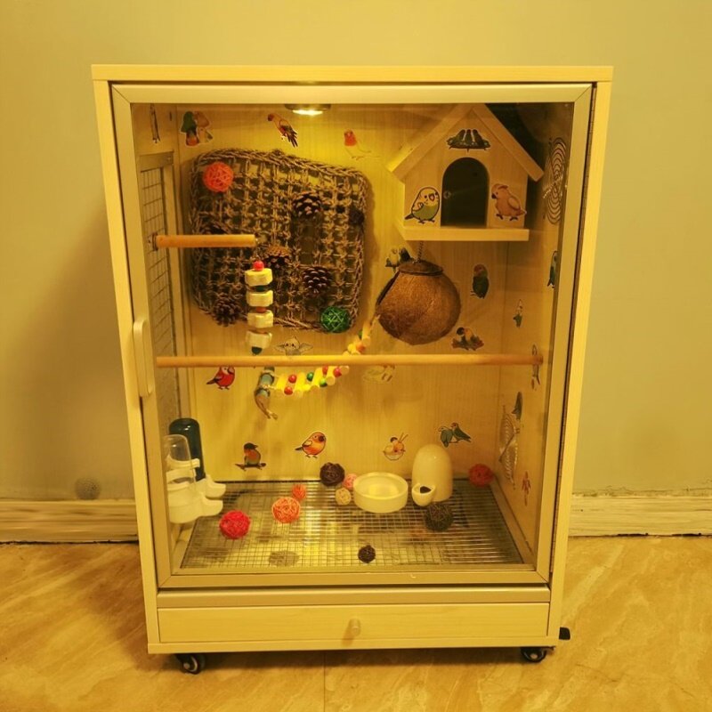 家用实木鹦鹉柜笼牡鸟笼高端实木玄凤鹦鹉专用豪华别墅繁殖观赏笼