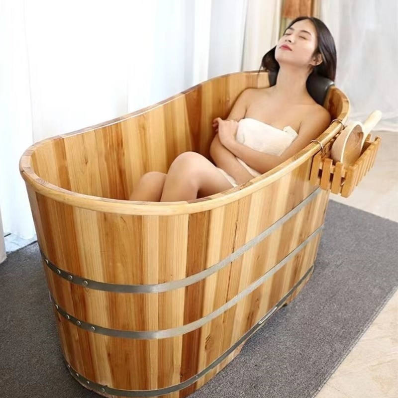 美容院加厚泡澡木桶成人汗蒸沐浴桶瑶浴缸大人全身家用实木洗澡盆
