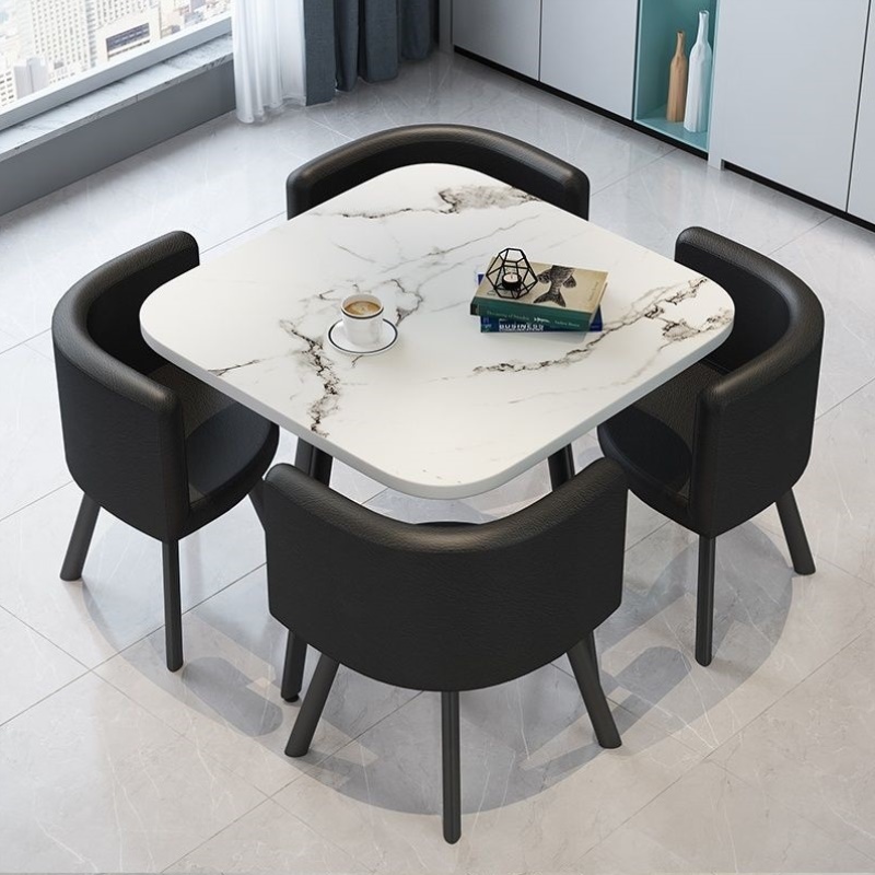 简约洽谈桌椅组合简约北欧小户型餐桌咖啡桌接待休息区休闲小圆桌