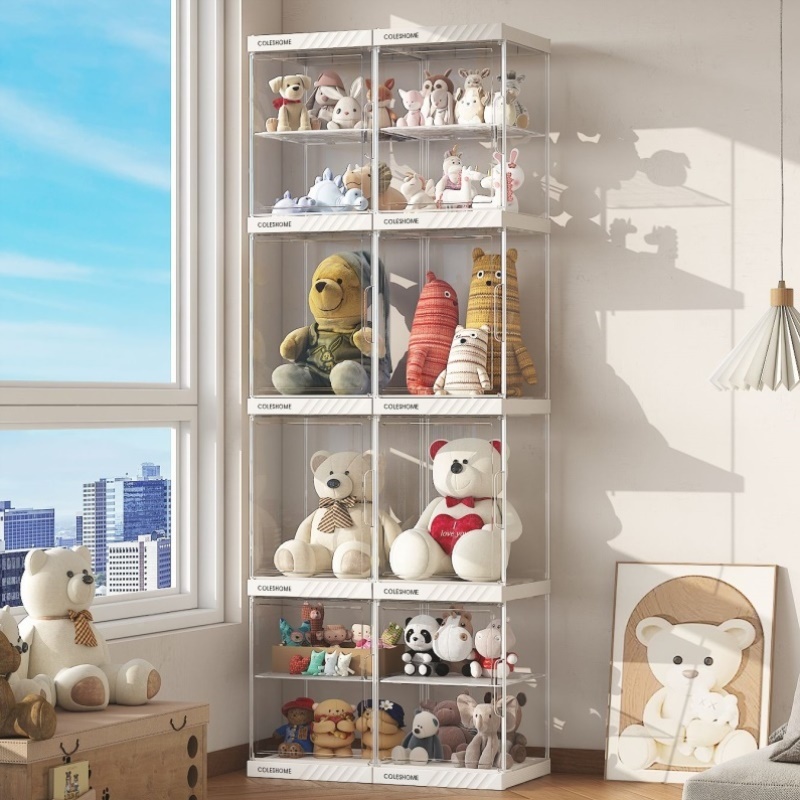 娃娃收纳桶布娃毛绒玩具收纳柜玩偶公仔盒收纳神器透明方形展示架