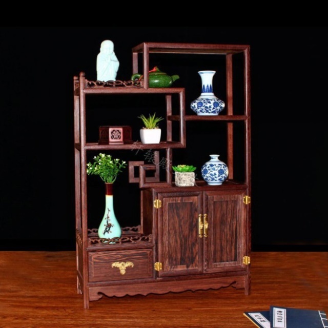 鸡翅木博古架实木中式隔断柜红木多宝阁 茶室置物架复古风收纳柜