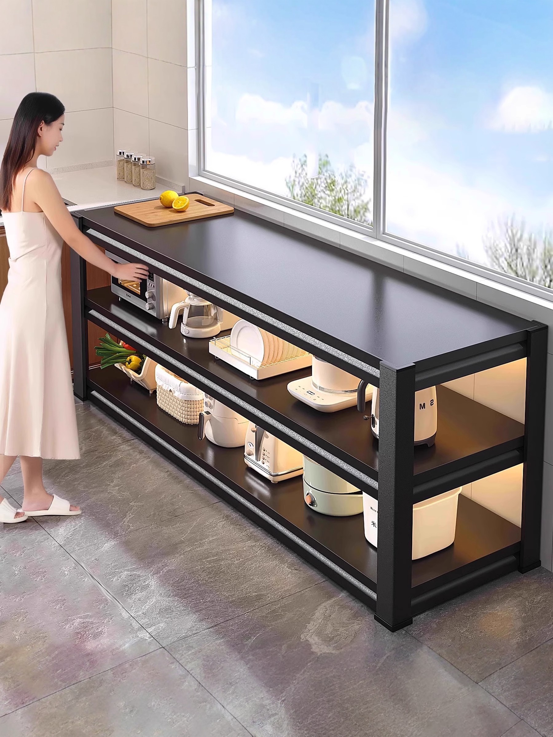 厨房置物架家用多功能货架落地多层收纳橱柜微波炉烤箱碗碟储物架,厨房/烹饪用具,微波炉置物架,淘宝优惠券,粉丝福利购,淘宝优惠卷