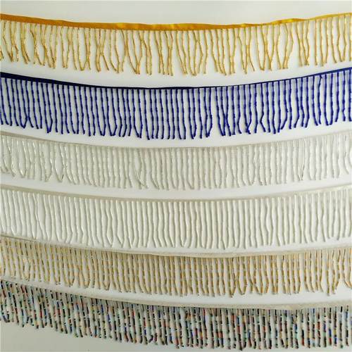 6CM 串珠带重工流苏五节珠管金红黑银吊须排须花边