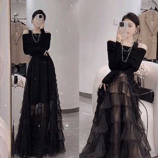 2024年秋季新款今年流行漂亮韩剧穿搭高端奢华富家千金两件套装裙