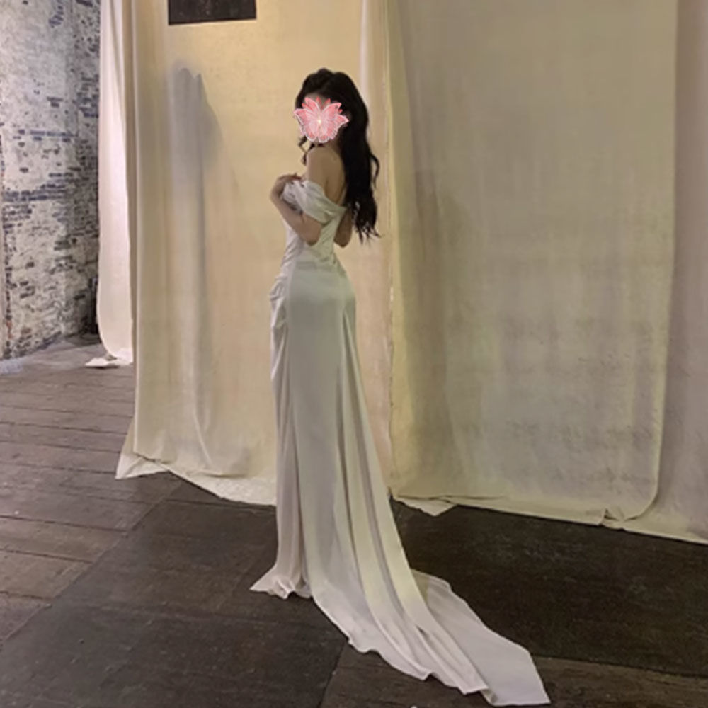 缎面抹胸连衣裙礼服高端