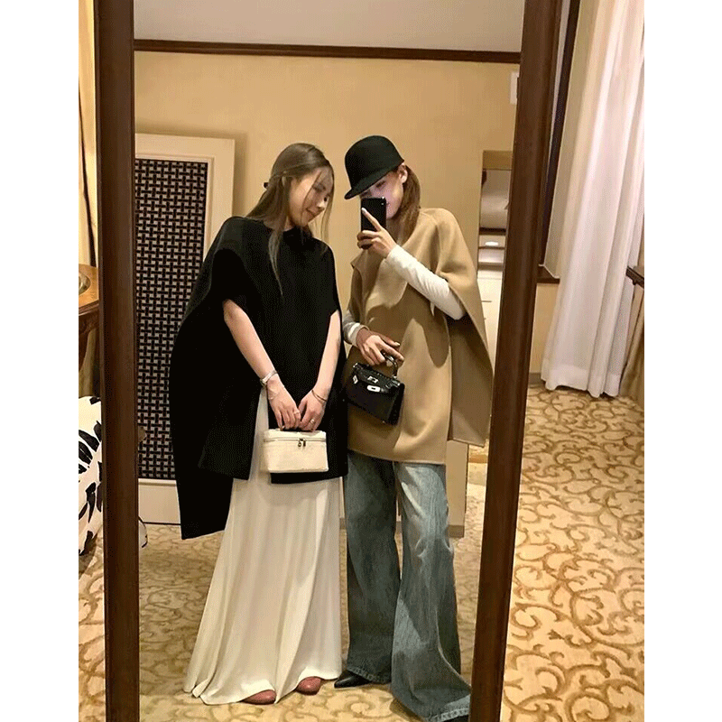 冬季新款斗篷披肩双面毛