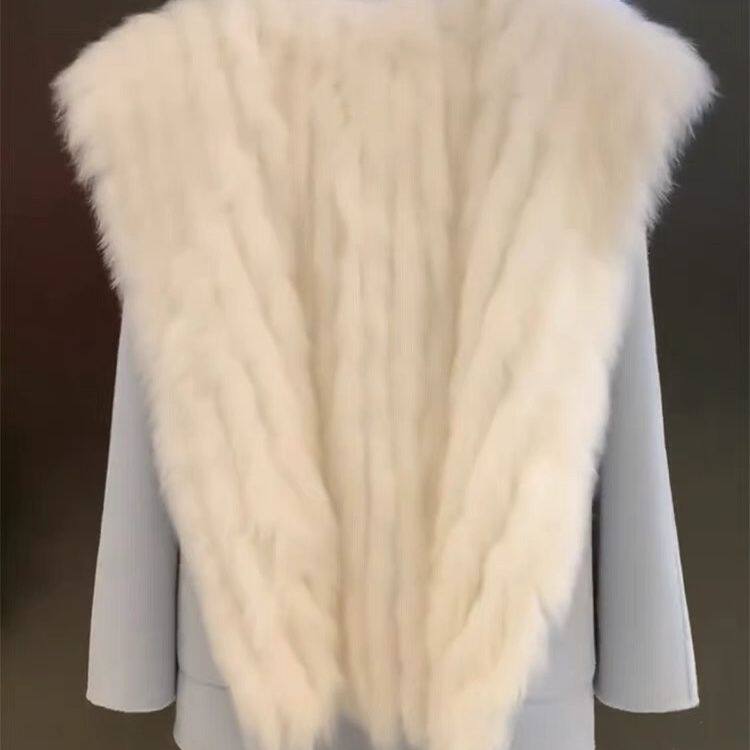 欧洲站温柔风气质仿狐狸毛环保皮草外套女2023秋冬新款中长款上衣