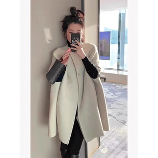 2024年新款韩系高级感冬装斗篷毛呢外套女秋冬气质小个子呢子大衣