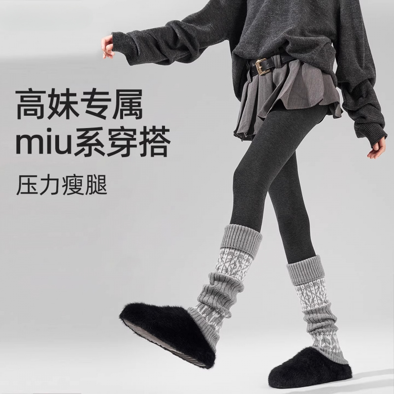 MIU系高个子灰色连裤袜女春秋202