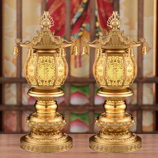 莲花灯供佛灯LED长明灯招财佛前供灯象头心经插电佛堂道家宫灯