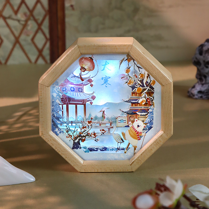 高级感磁吸冰箱贴国风纸雕开业