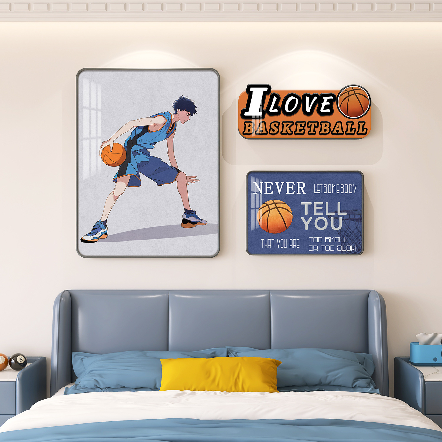 男生卧室挂画现代男孩儿童房