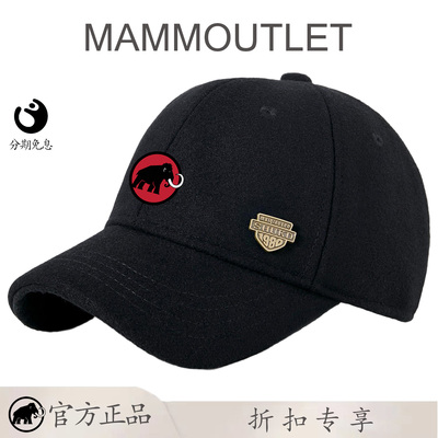 MAMMOUTLET秋冬羊毛呢棒球帽加绒保暖鸭舌帽男短舌马术帽遮阳帽