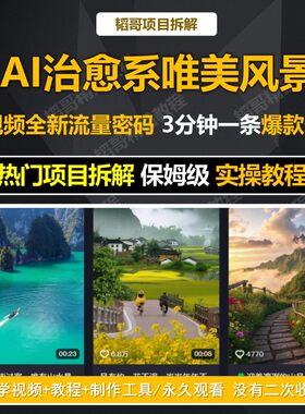 AI震撼唯美风景治愈视频制作实操教程新手宝妈创业干货技能学习