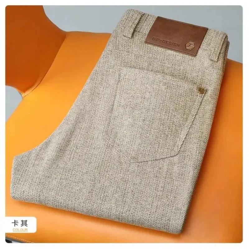 文福轻奢高N端订制秋冬肌理质感毛料中腰直筒男士休X闲裤高贵次毛