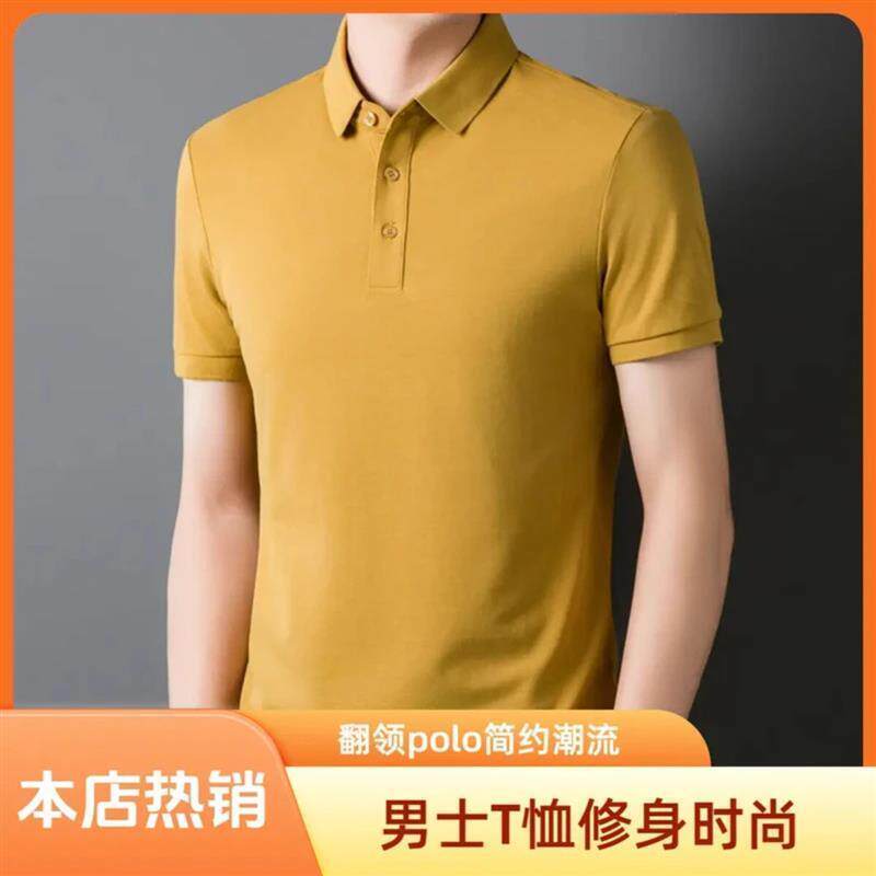 东鸿轻奢轻奢品质男士薄款休闲春夏季修身商务职业纯色T恤polo衫
