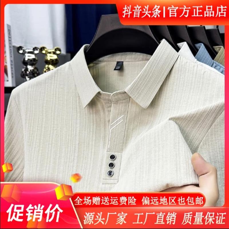 师凯服饰男装Amphelisia夏季男短袖翻领宽松时尚剪刀领运动薄T恤