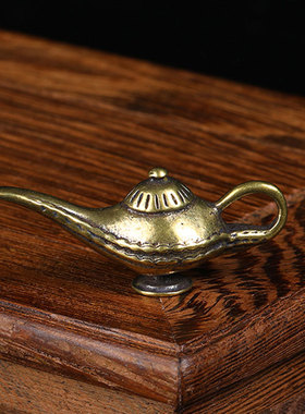 黄铜迷你小酒壶摆件 实心铜阿拉丁神灯宫廷迷你铜酒壶挂件钥匙扣