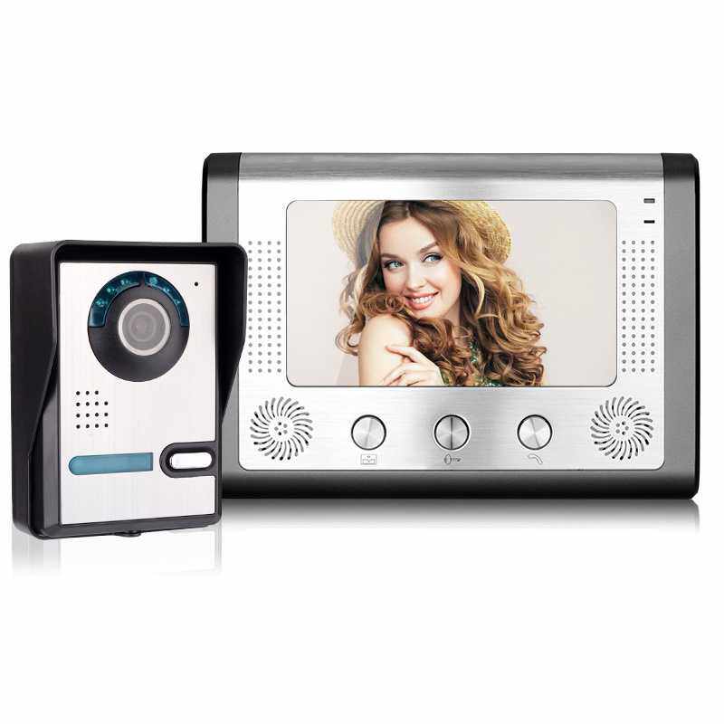 山一视达7寸有线可视门铃家用对讲室外机角度可调1000线智能红外