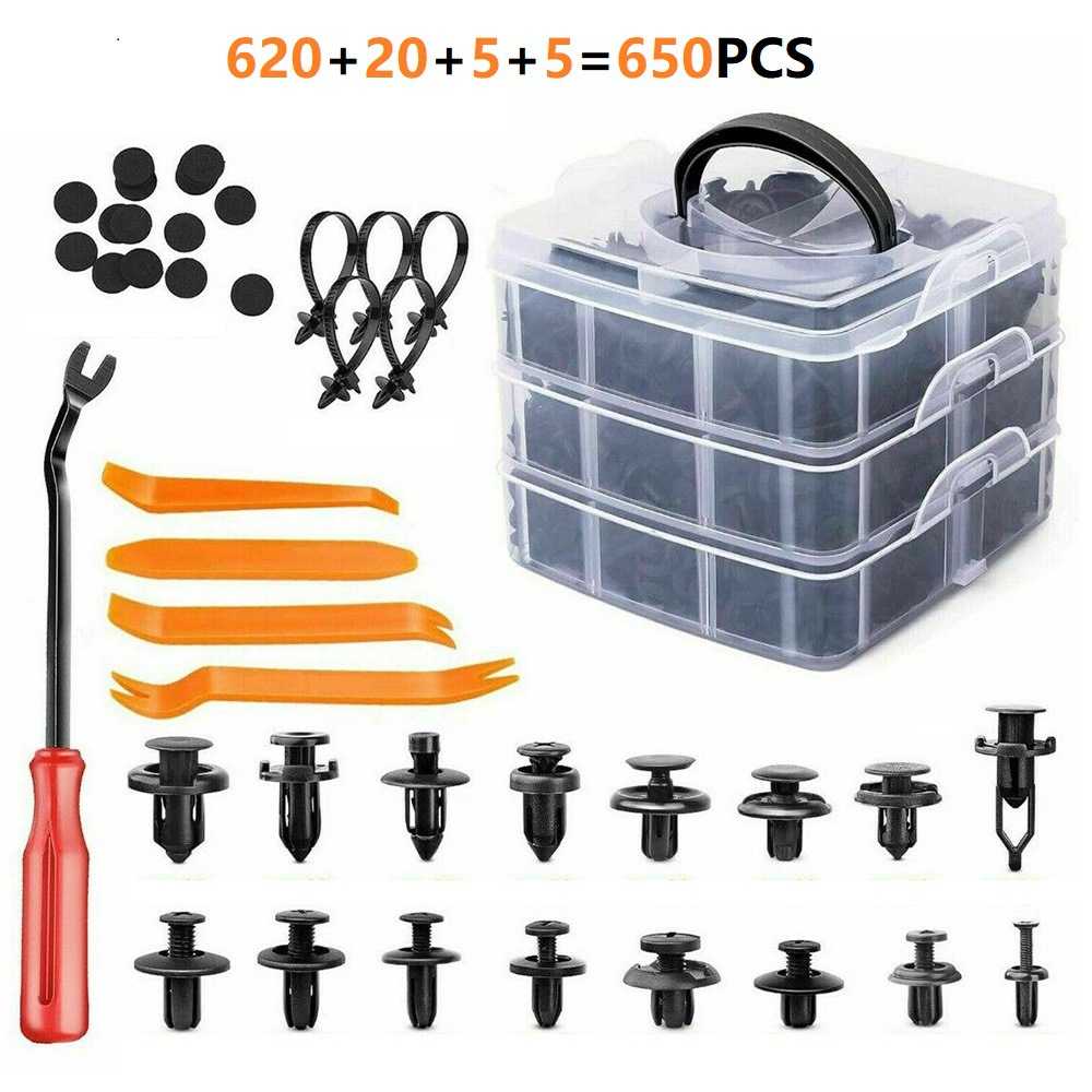620PCS盒装卡扣16种常用汽车保险杠挡泥板塑料卡扣650PCS三层盒装