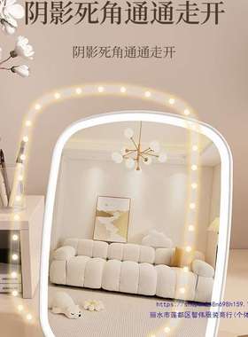 2026学新款带灯式化妆镜折叠梳DQR妆台镜妆生宿舍梳台桌面小镜子