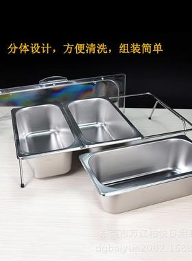 0托4不锈钢盆幼园餐点展示盘3YVZ架带盖水儿果盘分格卤菜盒子凉菜