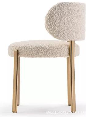 BE奢ST意式轻简餐厅椅极羊羔毛化妆椅家用靠休闲酒83700店背售楼