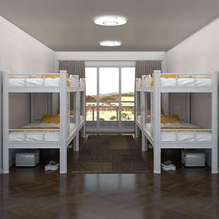 型材床学校生上下铺架床员工宿舍高双层床加厚低床学铁艺床铁JS-X