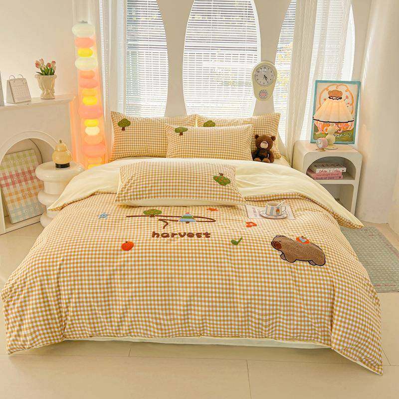 2025款绣水洗棉单被20250115套柔软毛巾刺绣学生宿舍单被罩舒卡通,床上用品,学生床品套件,淘宝优惠券,粉丝福利购,淘宝优惠卷