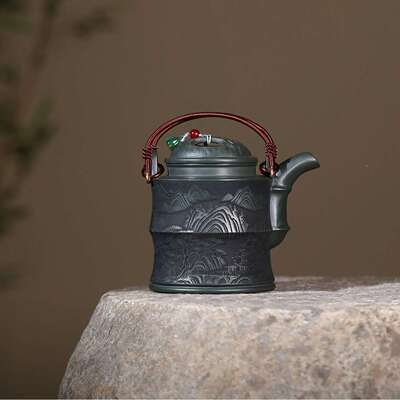 分山销宜兴砂壶原矿墨绿泥手工紫制作满观洋桶YID大容量刻泡茶壶