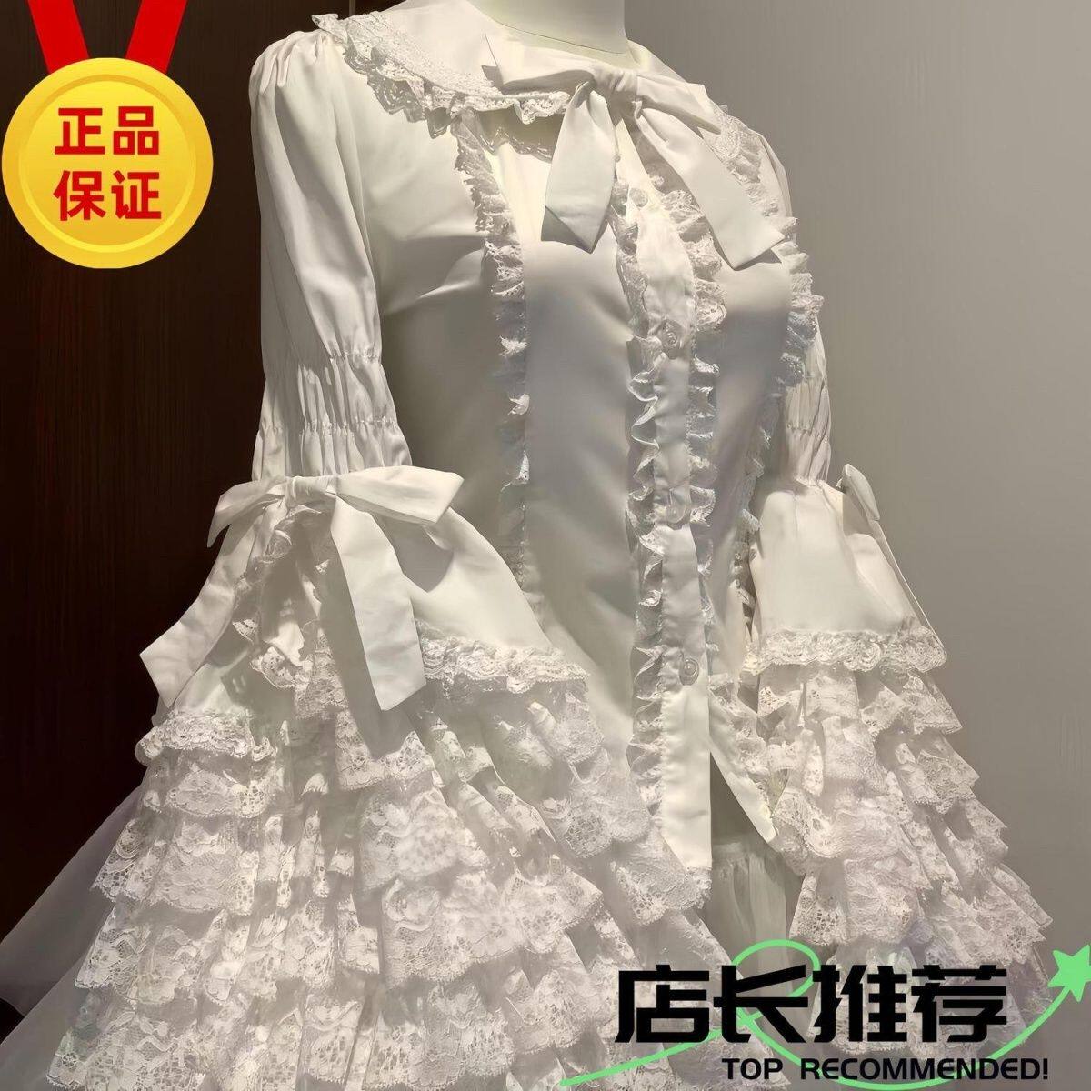 lolita内搭姬袖衬衫荷叶领长袖上衣蕾丝doll感春夏季洛丽塔
