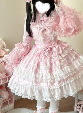 韩菇凉~原创设计Lolita洋装华丽花嫁jsk吊带连衣裙女