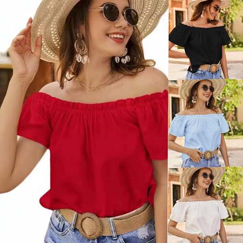 Women's Shoulderless Top  Bright Color  Summer Commute