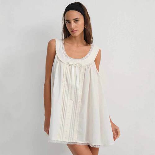 Women Y2K Lace Trim Slip Dress Casual Bow Tie Pleated Ruffle