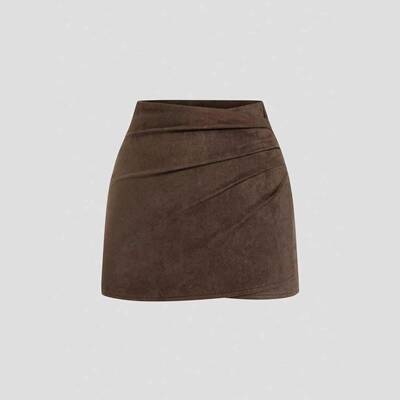 Womens Vintage Italian Melange Soft Velvet Pleated Fitted