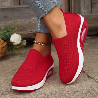 Womens Air Cushion Flying Woven Fashion Chunky Sneakers