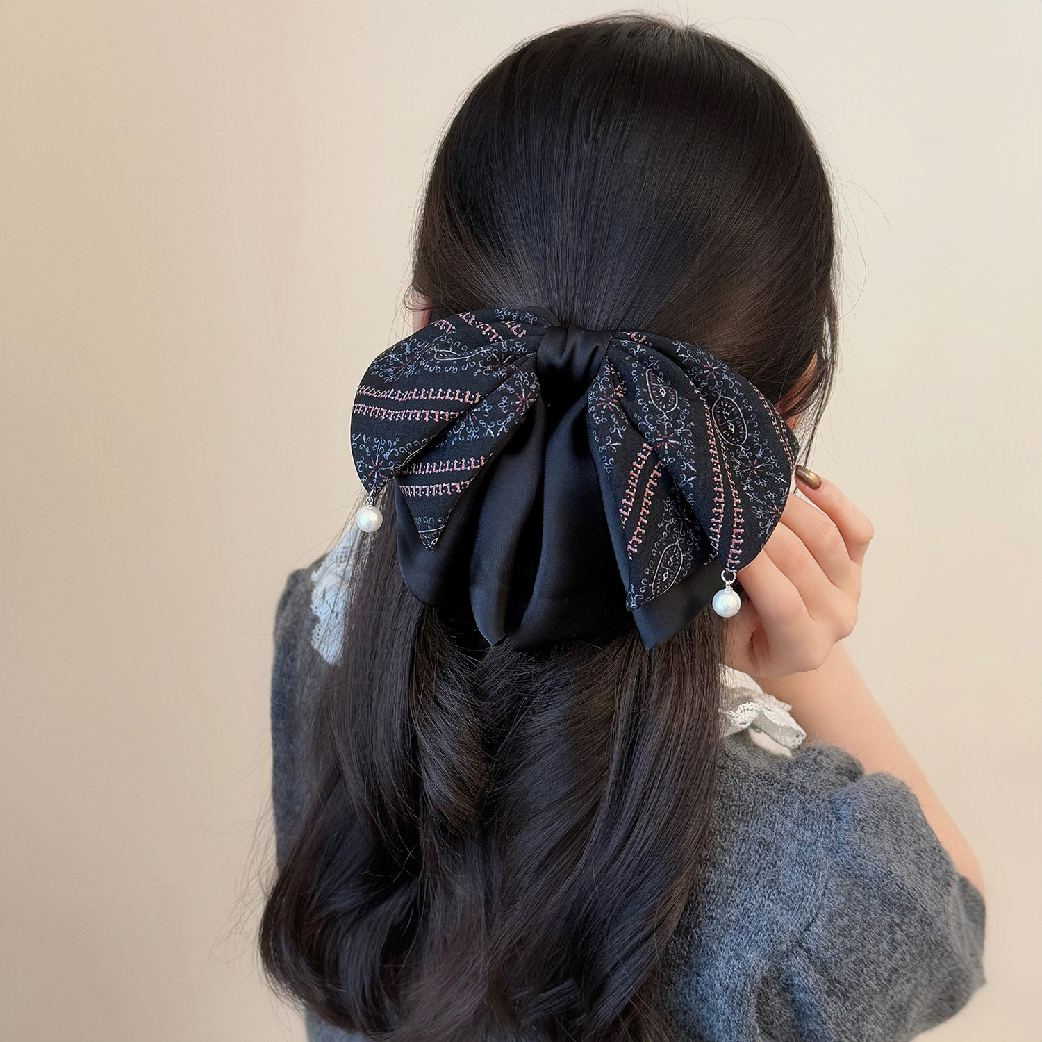 复古风百搭腰果花蝴蝶结发夹女2025新款高端马尾夹小众不伤发抓夹,饰品/流行首饰/时尚饰品新,发饰,淘宝优惠券,粉丝福利购,淘宝优惠卷