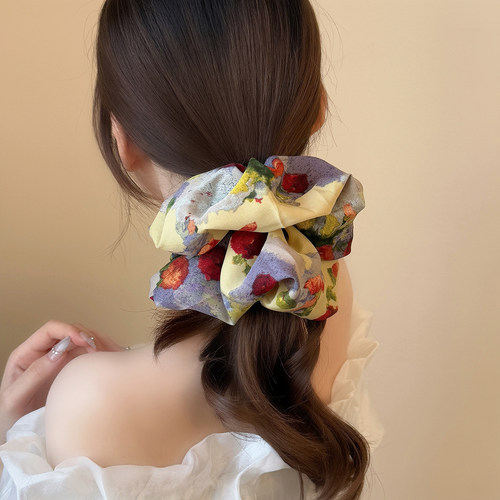 田园风复古油画印花大肠发圈