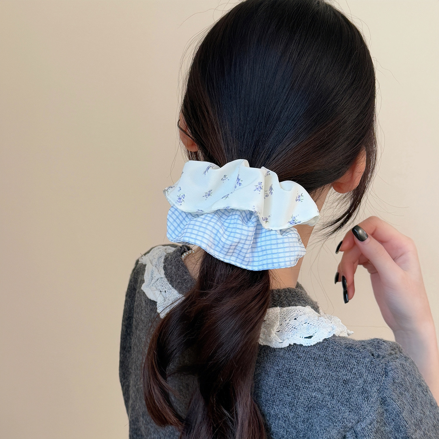 精致百搭缎面碎花格纹拼接大肠发圈女新款日韩高级感不伤发头绳,饰品/流行首饰/时尚饰品新,发饰,淘宝优惠券,粉丝福利购,淘宝优惠卷