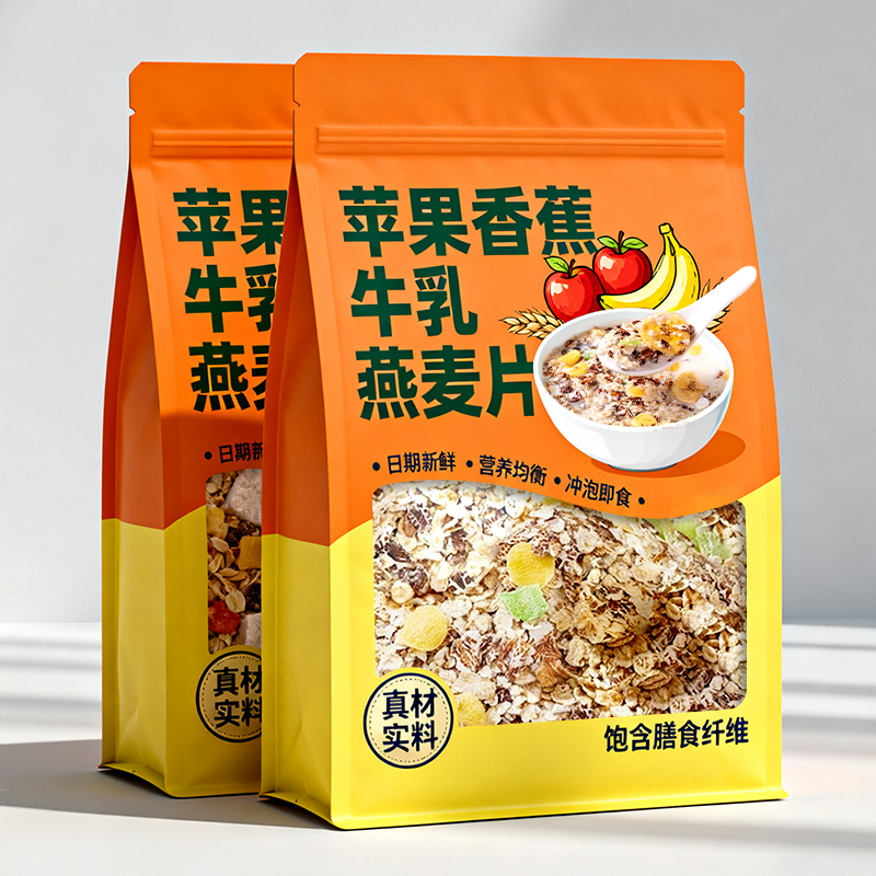 苹果香蕉燕麦片冷泡热泡高纤饱腹