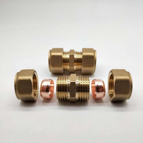 铜管卡套式直通双头15mm铜管太阳能对接头管接头船用卡套水管配件