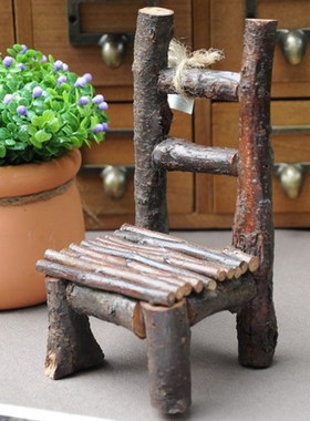 zakka田园风格原生态微型手工迷你椅子小木凳装饰品摆件拍照道具