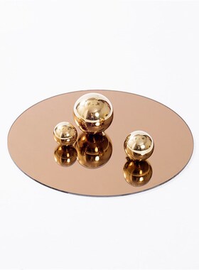 现代简约玻璃圆形托盘轻奢桌面客厅样板房茶几售楼处极简软装饰品