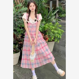 胖mm遮肉显瘦长短款 法式 大码 甜美减龄假两件连衣裙女夏季 裙子 新款