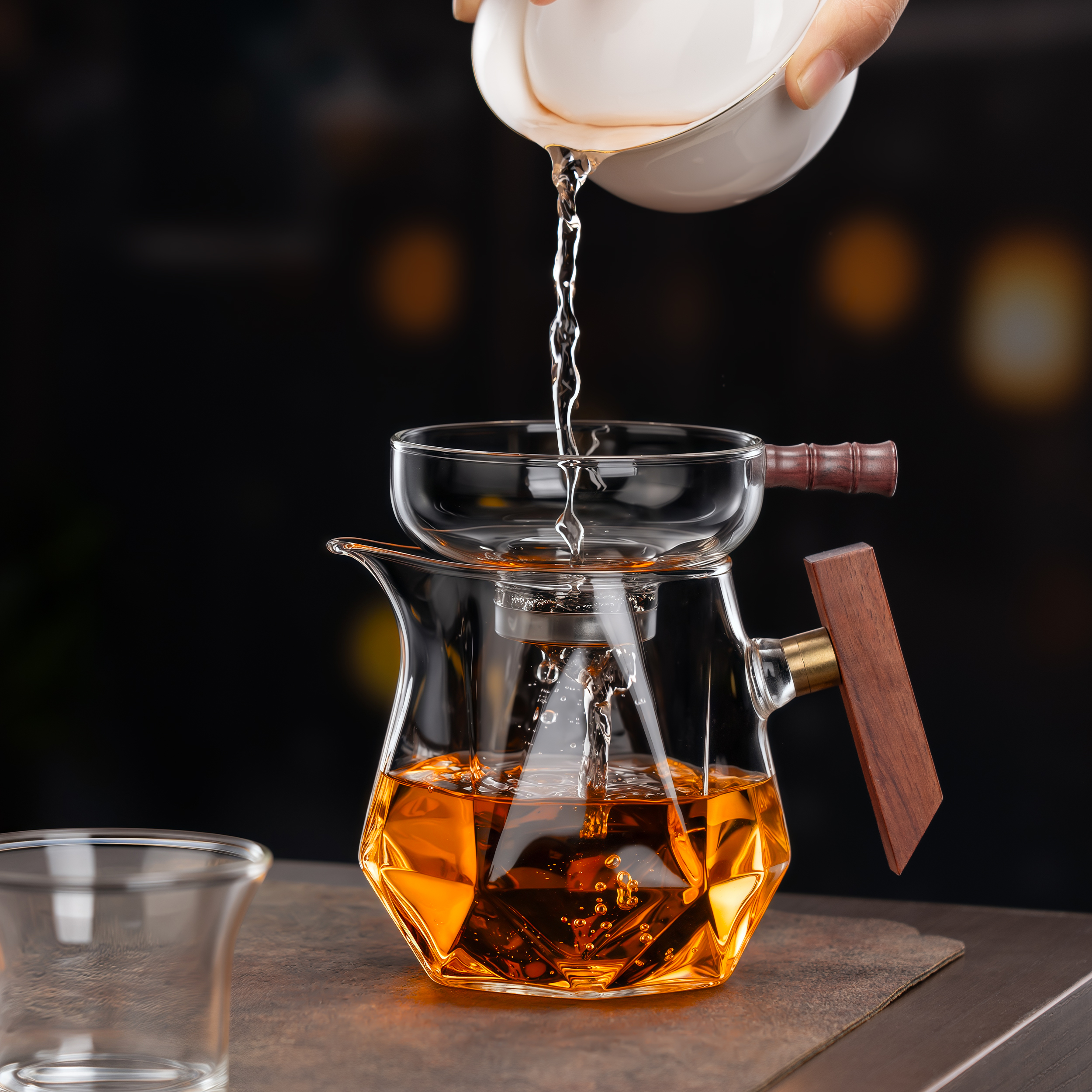 加厚耐高温玻璃高档公道杯茶漏滤茶器一体过滤分茶器高硼硅功夫茶