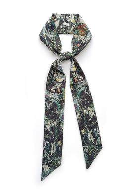 原创杰克逊波洛克抽象艺术细长窄绑包包手柄丝巾飘带领巾腰带发带