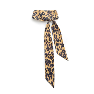 原创美式复古豹纹百搭细长窄条小丝巾围巾领巾腰带发带choker颈带