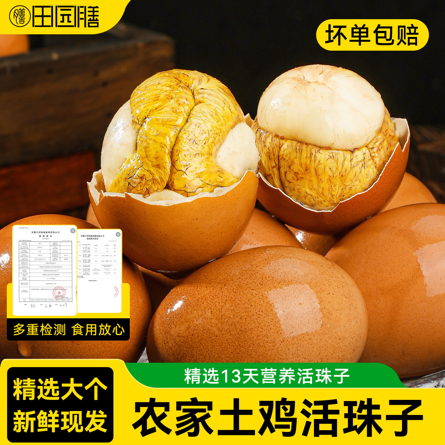 田园膳新鲜活珠子甄选13天胚胎蛋